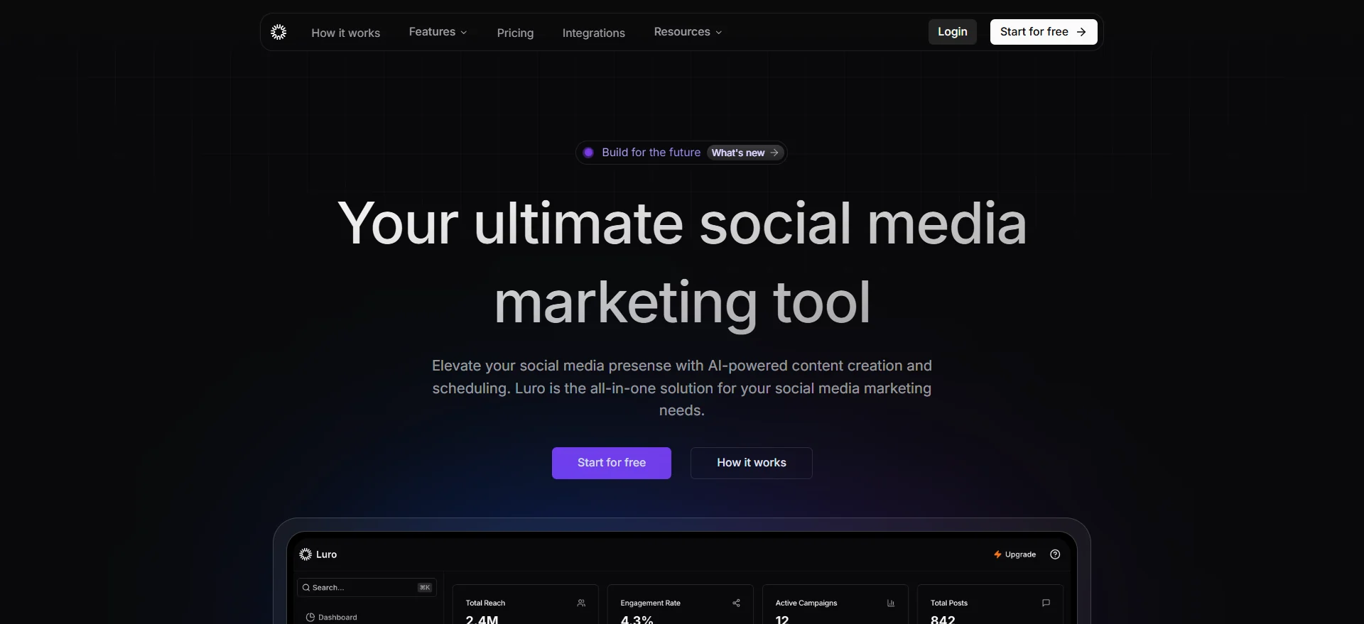 Luro social media marketing interface