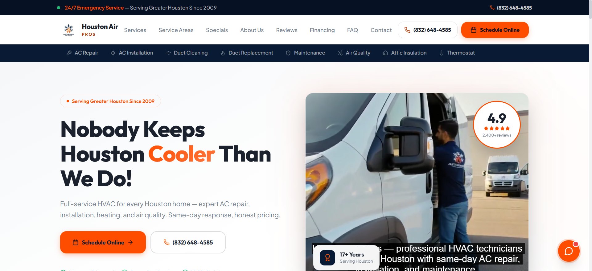 Houston Air Pros homepage